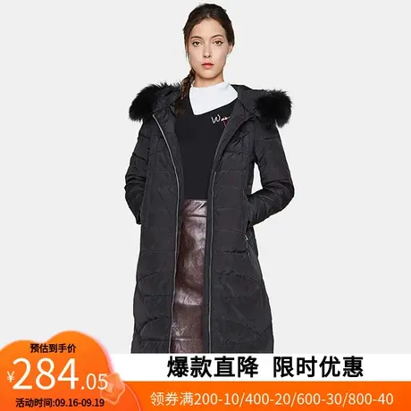 【断码XS】艾格冬季女装不过时百搭中长款舒适连帽羽绒服Y1129商品大图