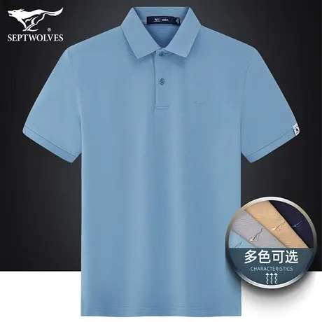 七匹狼狼族生活翻领Polo衫男2023夏季商务修身针织上衣挺括体恤男商品大图