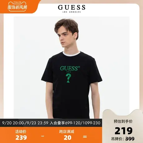 GUESS23新款无性别简约字母LOGO多彩重磅短袖T恤上衣-MN2K9412K商品大图