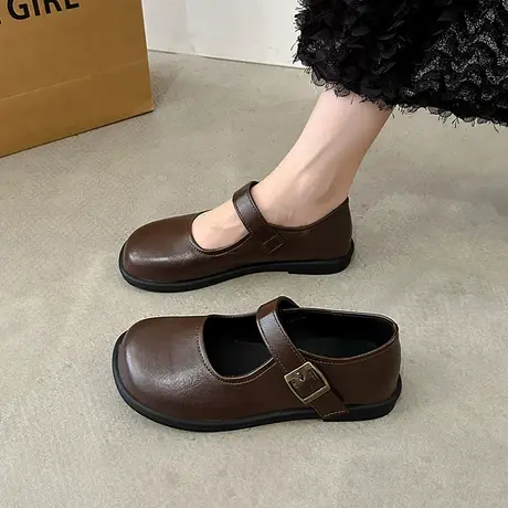 玛丽珍鞋女2024年春秋新款轻便休闲单鞋配裙子百搭平底复古小皮鞋图片