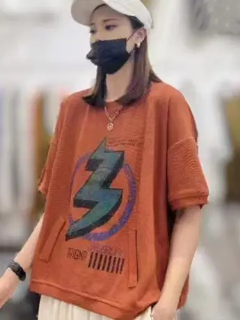 美式复古宽松休闲短袖t恤女夏季新款小众ins高级感时尚印花上衣潮商品大图