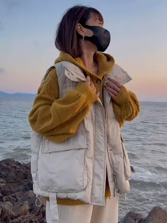 2023冬季新款羽绒棉马夹女洋气百搭背心大口袋立领无袖坎肩ins潮商品大图