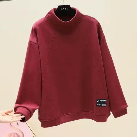 2023冬季韩版休闲宽松显瘦纯色加绒保暖立领卫衣女套头加厚上衣女商品大图