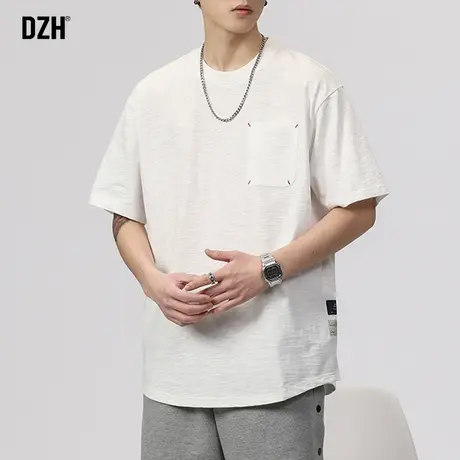 男士白色短袖夏季潮牌男款极简风t恤男2023年新款美式高级感衣服商品大图