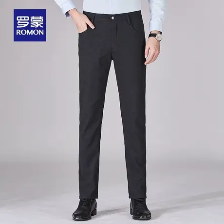 罗蒙男士商务百搭加厚休闲裤2023秋季新款时尚简约直筒裤免烫长裤商品大图