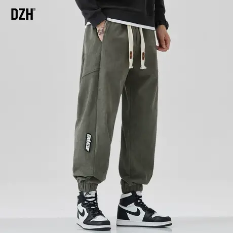 男士灯芯绒男裤军绿色束脚裤子男春夏运动裤2023新款休闲宽松潮牌图片