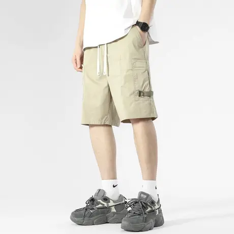 男士卡其色5分短裤男夏季薄款休闲宽松五分裤2023新款工装裤中裤商品大图
