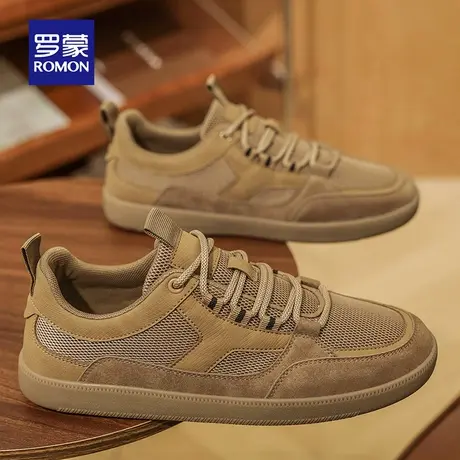 罗蒙网面鞋男士2025新款夏季薄款网面透气德训鞋复古工装板鞋子RM商品大图