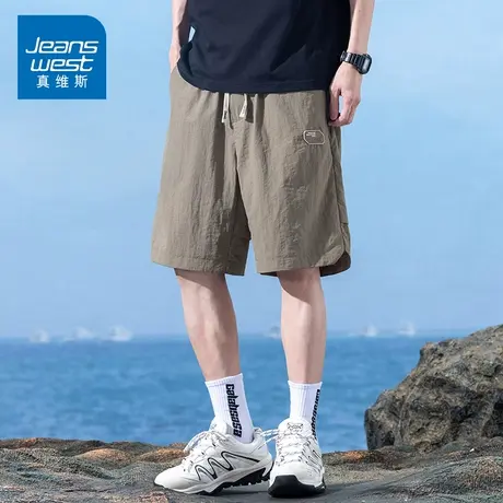 KZ真维斯夏季薄款冰丝短裤子男士速干透气运动休闲五分中裤马裤衩商品大图