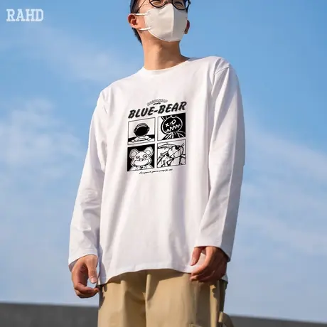 Radiohead圆领长袖t恤纯棉男宽松潮牌春季九宫格图案时尚上衣内搭商品大图