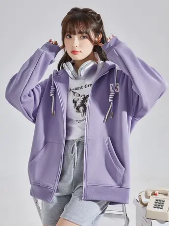 唐狮连帽开衫卫衣chic春秋外套女上衣新款爆款韩系春秋休闲商品大图