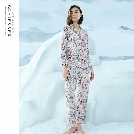 【商场同款】舒雅铂雅女士70S高支纯棉双面布印花睡衣家居服套装商品大图