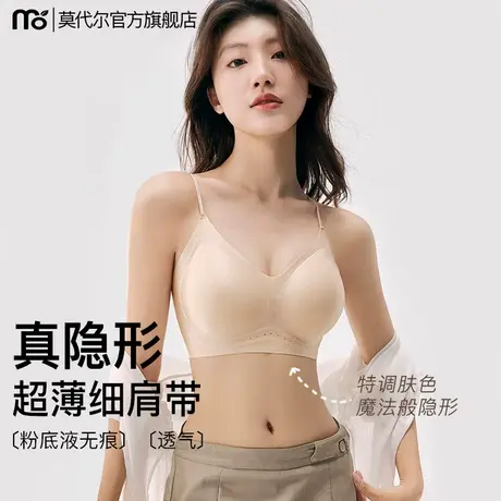 粉底液无痕内衣女夏薄款小胸聚拢凉感细肩带美背隐形空气感文胸罩商品大图