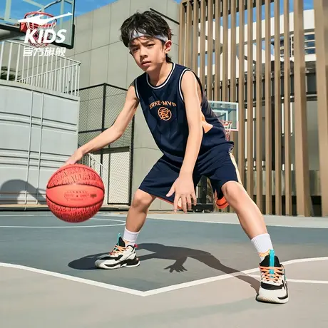 鸿星尔克童装篮球运动套装T恤短裤2025夏季女童儿童两件套装男童商品大图