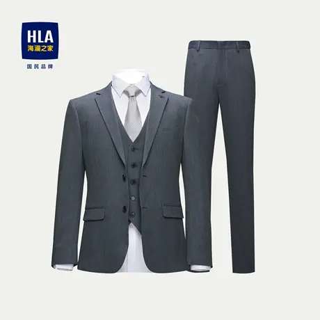 HLA/海澜之家松紧腰礼服套装2023秋季新款商务绅士三件套西服男图片