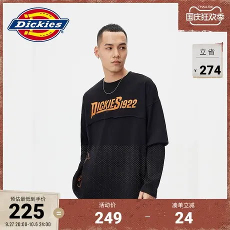 Dickies商场同款秋冬工装灵感 印花宽松休闲长袖T恤 运动上衣商品大图
