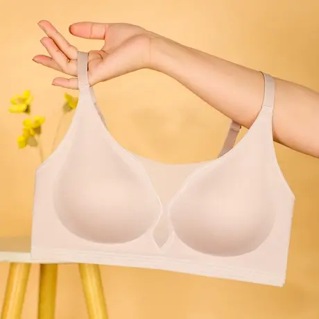 浪漫春天内衣女小胸聚拢薄款无钢圈无痕细肩带收副乳文胸图片