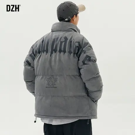 男士灰色麂皮绒外套男冬棉服男款美式加厚保暖棉衣2023新款棉袄男商品大图