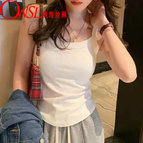 小吊带背心夏内搭外穿爆款一体胸垫运动美背纯欲打底商品大图