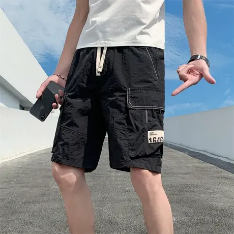 夏装时尚潮牌休闲工装短裤2023夏天男士速干宽松五分裤潮牌中裤图片