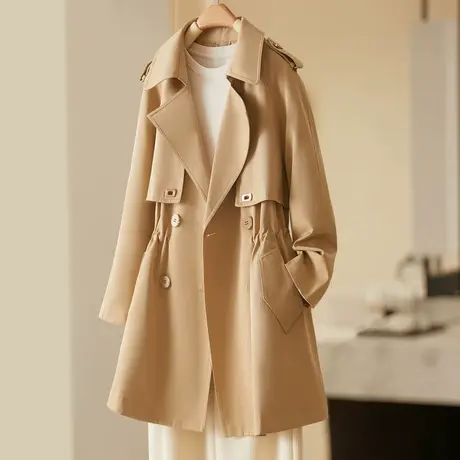 时尚气质通勤简约短款风衣女士2023年秋季新款显瘦上班族外套上衣图片