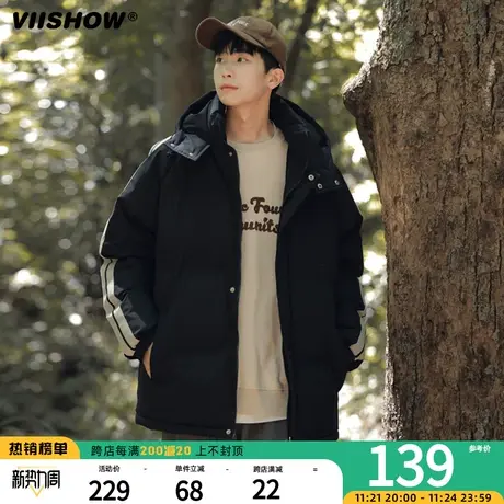 VIISHOW美式宽松拼接棉衣外套男冬季加厚面包服潮牌户外运动棉服图片
