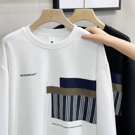 圆领卫衣男春秋季2023新款潮牌ins学生长袖t恤男士外套秋装上衣服商品大图