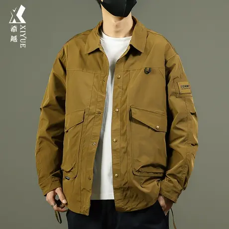 希越美式户外防水工装夹克男秋冬宽松大码ins复古水洗长袖外套潮商品大图