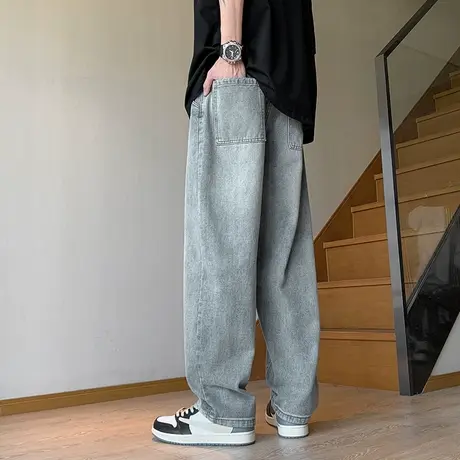 复古男士牛仔裤男款夏季薄款宽松直筒阔腿长裤子ins潮牌爆款夏天商品大图