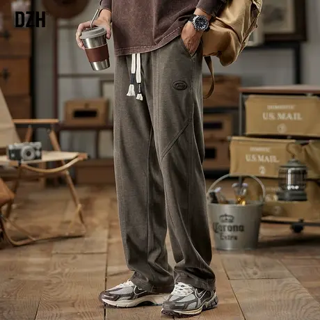 男士直筒牛仔裤男春秋款高街美式2024新款阔腿裤长裤垂感休闲裤子商品大图