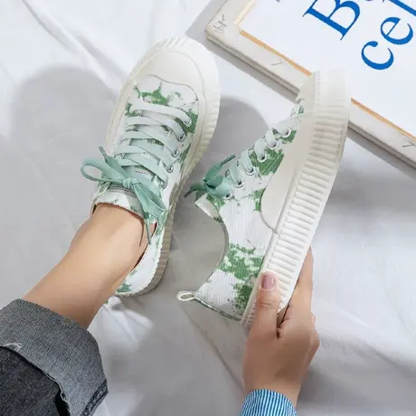 帆布鞋女ulzzang2021夏季新款学生百搭ins潮涂鸦韩版港味潮女布鞋图片