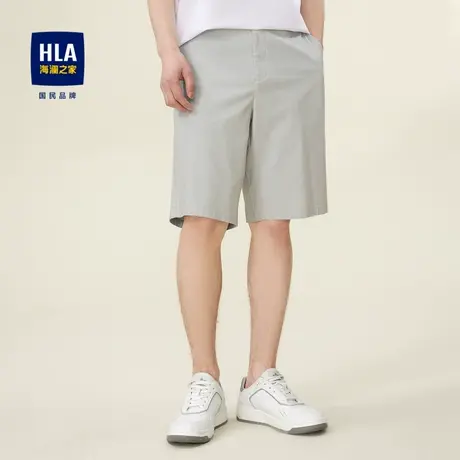 HLA/海澜之家2023热卖宽松休闲中裤纯色透气商务五分裤子男图片
