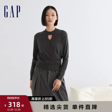 Gap女装早春LOGO高级时髦镂空交叉针织衫时尚洋气休闲毛衣857714图片