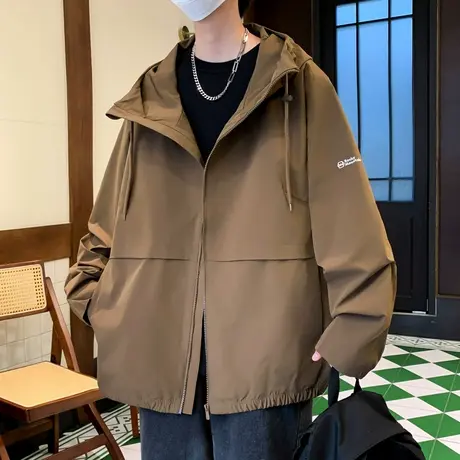 春秋季新款男士夹克2024外套潮牌时尚休闲百搭青年连帽上衣服男装商品大图