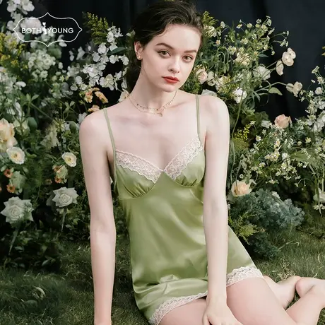 宝诗嫣睡裙性感吊带睡衣女夏薄款冰丝蕾丝可外穿薄款纯欲风家居服商品大图