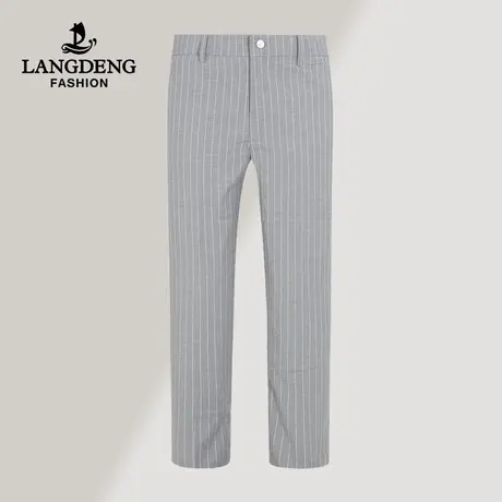浪登2023夏季薄款竖条纹西裤商务正装直筒修身透气凉感修身西装裤商品大图