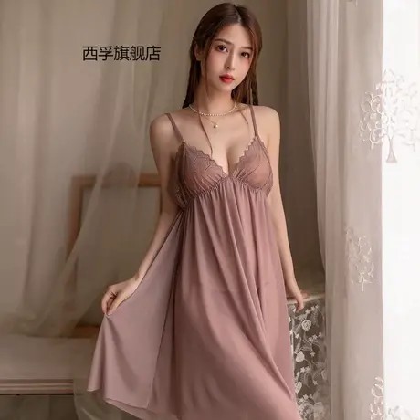 欧美甜美蕾丝睡裙 居家深V吊带睡衣 情趣内衣欧美春夏性感裙商品大图