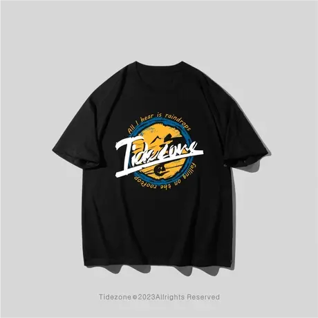 Ohlyah美式重磅字母印花短袖T恤男夏季宽松百搭圆领学生班服体恤图片