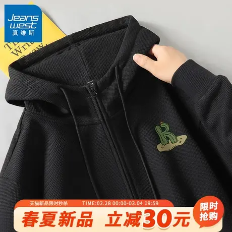 GV真维斯卫衣男连帽2024年春季320g重磅上衣植物仙人掌男士外套B图片