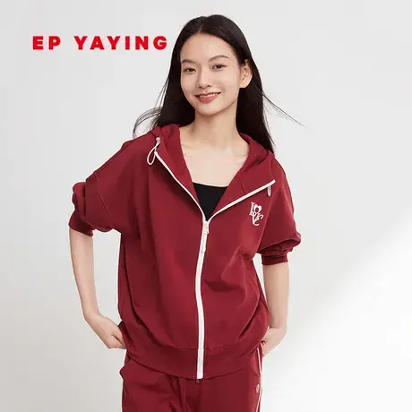 EP YAYING雅莹女装 运动风宽松撞色连帽外套 2023秋冬新款1209A商品大图