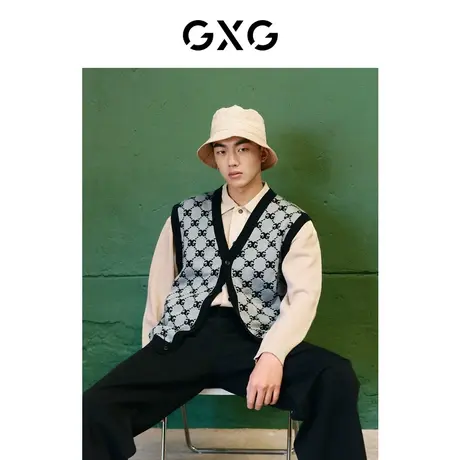 GXG男装 商场同款浅灰色背心经典时尚 22年秋季新品复古纹样系列图片