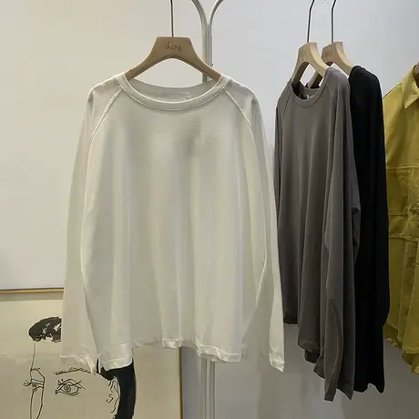 长袖t恤女2021早春新款宽松韩版ins设计感小众洋气打底衫上衣服潮商品大图