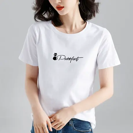 白色短袖T恤女2022年夏装纯棉小众设计感宽松打底衫体恤洋气上衣商品大图
