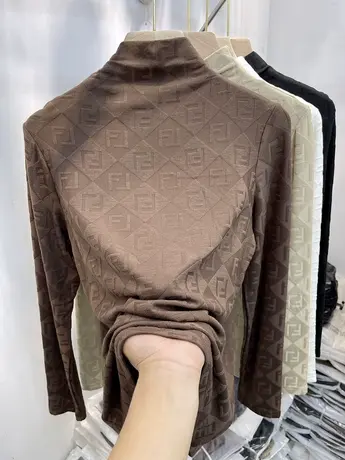 欧货设计感小众半高领磨毛T恤女长袖2022春秋新款薄绒内搭打底衫商品大图