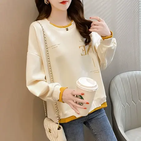 卫衣女秋冬季韩版宽松bf慵懒风ins加绒加厚百搭假两件上衣外套潮图片