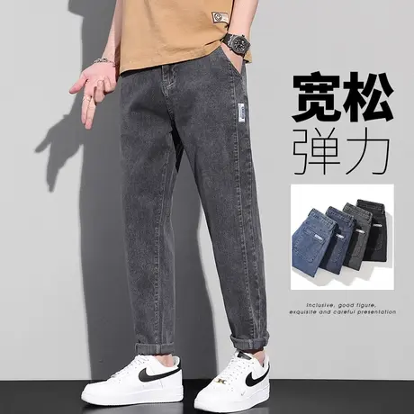 春秋款夏季薄款男裤港风日系工装牛仔裤男士直筒宽松休闲裤子男款商品大图
