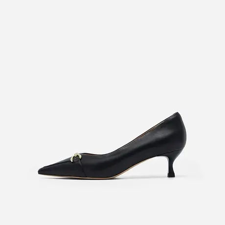Nine West/玖熙2024年春季新款中跟单鞋女尖头梭形金属衔扣女鞋图片