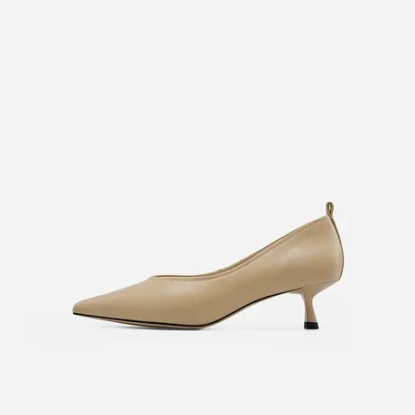 Nine West/玖熙2023年春夏新款单鞋女中跟尖头羊皮小猫跟浅口女鞋图片