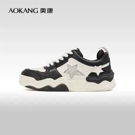 奥康女鞋 春秋季新款厚底板鞋学生星星面包鞋时尚休闲运动鞋图片