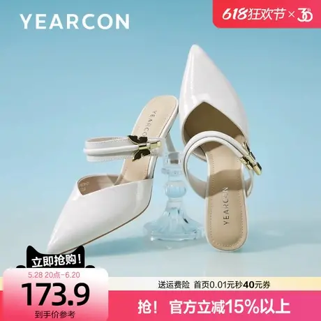 意尔康时尚包头凉拖女2025夏季新款半拖鞋沙滩粗高跟穆勒拖两穿商品大图